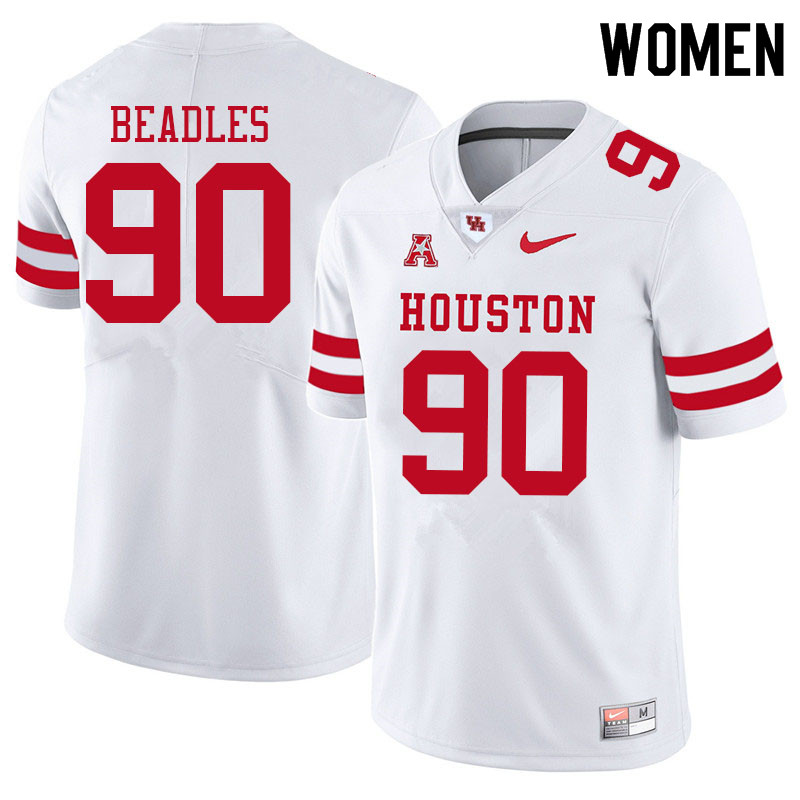 Women #90 Justin Beadles Houston Cougars College Football Jerseys Sale-White